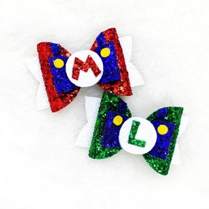 Noeud pour cheveux Super Mario | Noeuds pour cheveux Mario et Luigi | Noeuds pour cheveux en queue de cochon Mario et Luigi | Serre-tête Super Mario Cart pour bébé | Cadeau pour fille