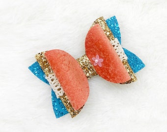 Moana Hair Bow: Glitter Sparkly Princess Bow for Girls