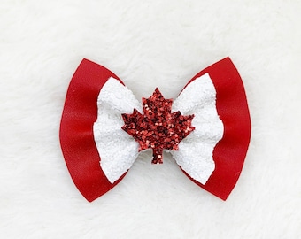 Canada Day Hair Bow: Maple Leaf Pigtail Bow