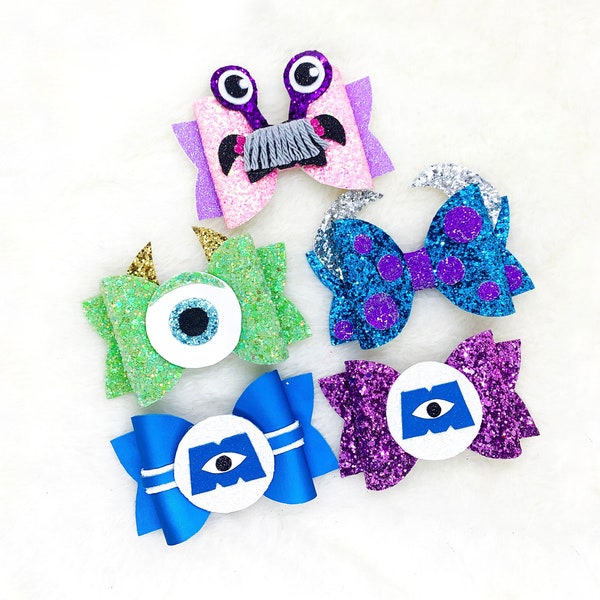 Sparkly Hair Bow Headband | Mike and Sully Baby Boo Girls hair accessories | Monsters Inspired Hair Bow | University Glitter Girls Bow