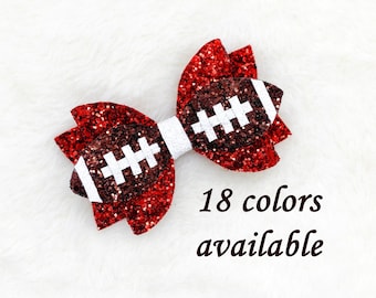 Glitter Football Hair Bow: Sparkly Pigtail Bow