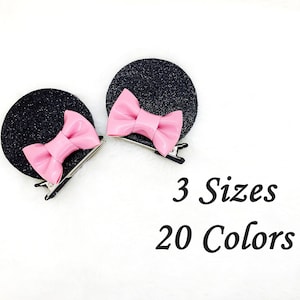 Mouse Ears Hair Clip Set | Stand Straight Mouse Ears Clips | Mickey Ears Pigtail Clips | Mickey Ears Bow Clips | Kids Minnie Mouse Ears