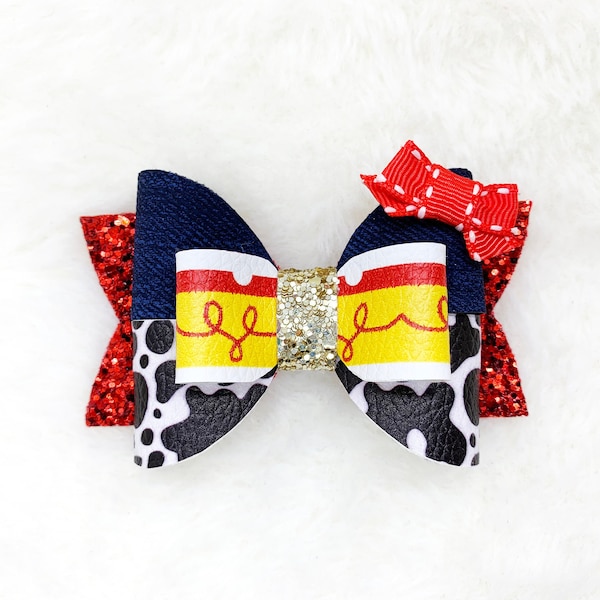 Toy Story Jessie Inspired Hair Bow | Toy Story Hair Bow | Jessie Cowgirl Hair Bow | Jessie Glitter Bow Baby Headband