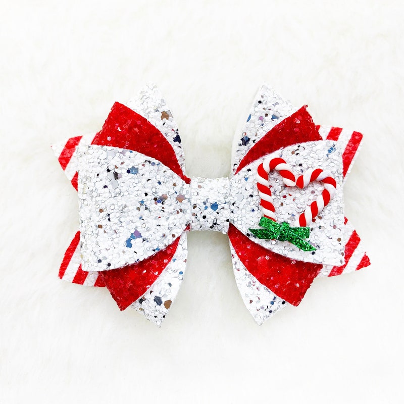 Candy Cane Hair Bow - Etsy