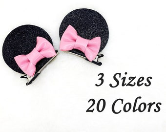 Mouse Ears Hair Clip Set: Kids Pigtail Bow Clips