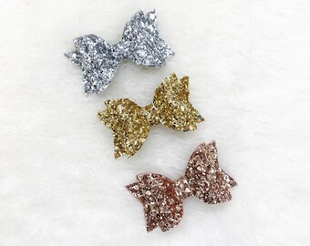 Glitter Hair Bow: Holiday Sparkle Bow for Baby Toddler Girls