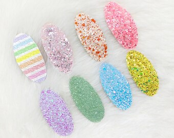 Summer Rainbow Glitter Snap Clips | Baby Clips | Non Slip Grip Hair Clips | Sparkly Clip Set for Baby Toddler Girls | Glitter Clips Set