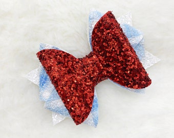 Wizard of Oz Dorothy inspired Hair Bow | There Is No Place Like Home Dorothy Ruby Shoe Bow | Wizard of Oz Baby Bow Headband