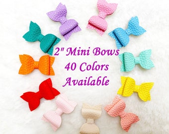 Tiny Two inches Vegan Leather Baby Bow Headband | Dainty Pigtail Hair Bow | Teeny Baby Bow Clips | Small Faux Leather Bow for Toddler Girls