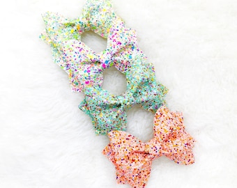 Glitter hair bow | sparkly baby bow | baby bow headband | spring summer glitter bow | confetti glitter bow | hair bow for girls