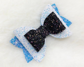 Princess Inspired Hair Bow | Alice In Wonderland Glitter Bow | Princess Bow | Glitter Sparkly Hair Bow | Alice In Wonderland Baby Headband