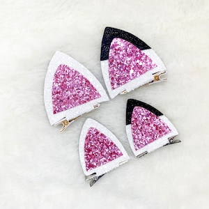 Gabby hair clips | White cat ears hair clips set | Dollhouse hair clips | cat ears hair bows | Mommy and Me pandy cat ears clips