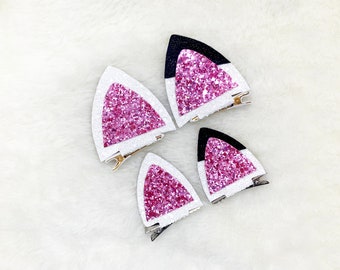 White Cat Ears Hair Clips | Mommy and Me, Dollhouse Clips