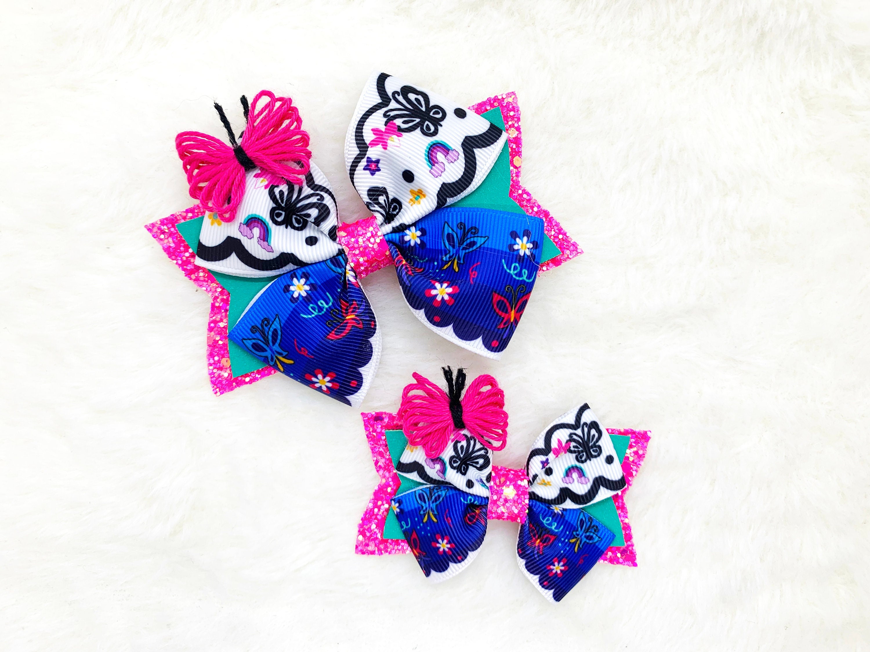 Encanto Inspired Hair Bow | Encanto Baby Headband | Encanto Glitter Hair Bow | Sparkly Hair Bow | Mirabel Butterfly Hair Bow