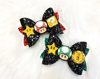 Super Mario Hair Bow | Mushroom, Star, and Coin Clip