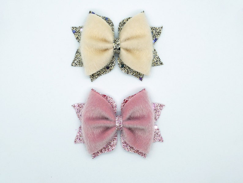 Large 4” Girls Pink Hair Bow Bobble Wedding Flower Girls School Pink Bow Sparkly