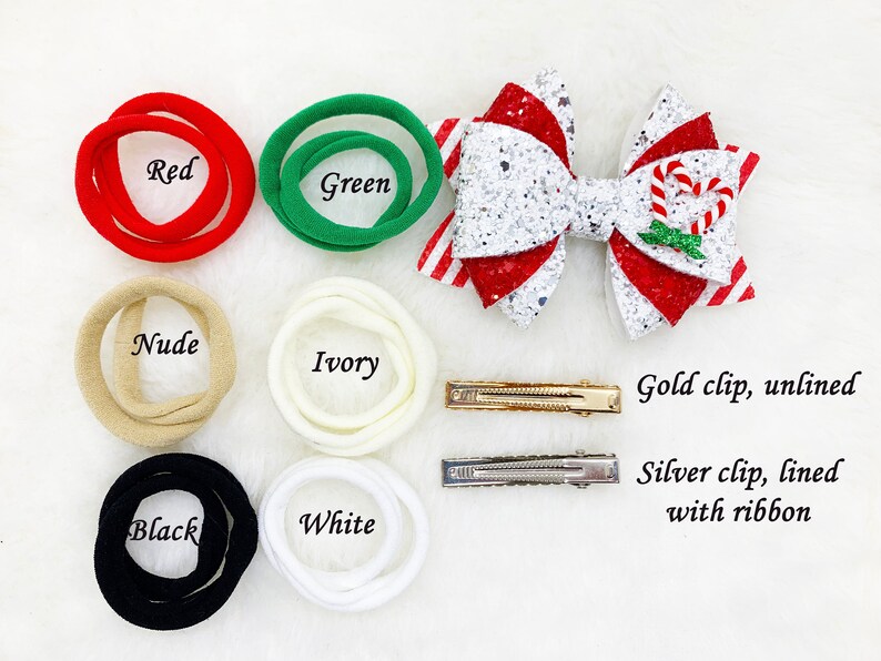 Holiday Christmas Candy Cane Glitter Hair Bow Peppermint Candy Heart Christmas Bow Baby Toddler Headband Christmas gifts for toddler image 4