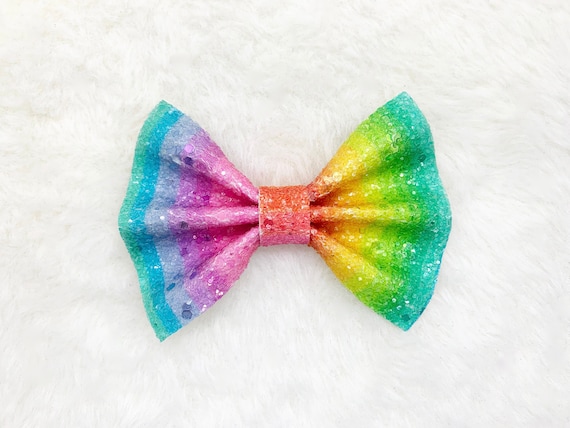 Rainbow Glitter Hair Bow: Sparkly Pinch Bow, Baby Headband  display picture 1