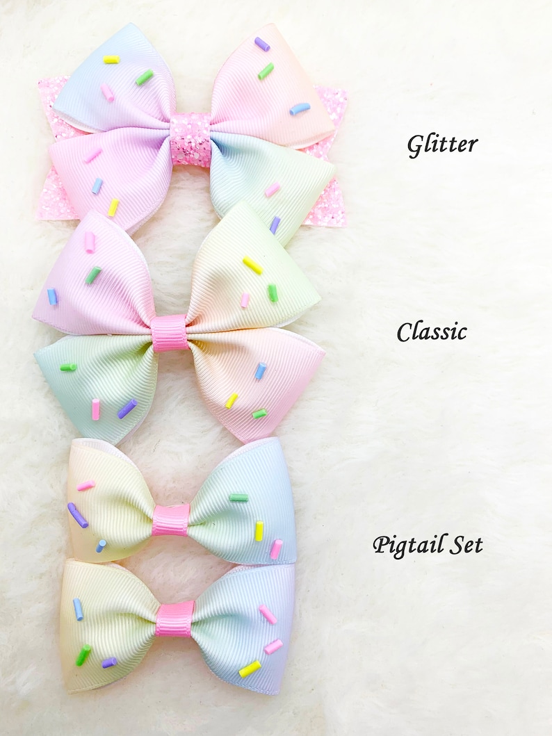 Ice Cream Sprinkles Ribbon Hair Bow Ice Cream Pigtail Baby Etsy