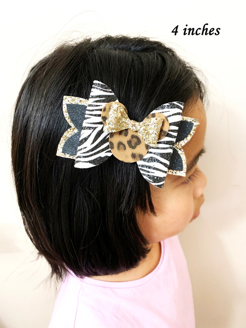 Animal Kingdom Hair Bow Zebra and Leopard Animal Print Hair Etsy