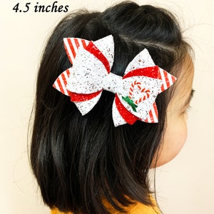 Holiday Christmas Candy Cane Glitter Hair Bow Peppermint Candy Heart Christmas Bow Baby Toddler Headband Christmas gifts for toddler image 7