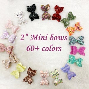 Mini noeuds pour cheveux scintillants : 2 pouces en queue de cochon, pince crocodile ou serre-tête