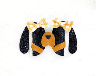 Smokey Bluetick Coonhound Hair Bow: Tennessee Mascot, 4" Clip