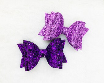 Purple Glitter Hair Bow: Sparkly Violet Bow, Baby Toddler Headband