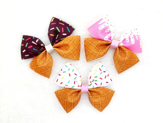 Ice Cream Sprinkles Ribbon Hair Bow: Glitter Pigtail Bow