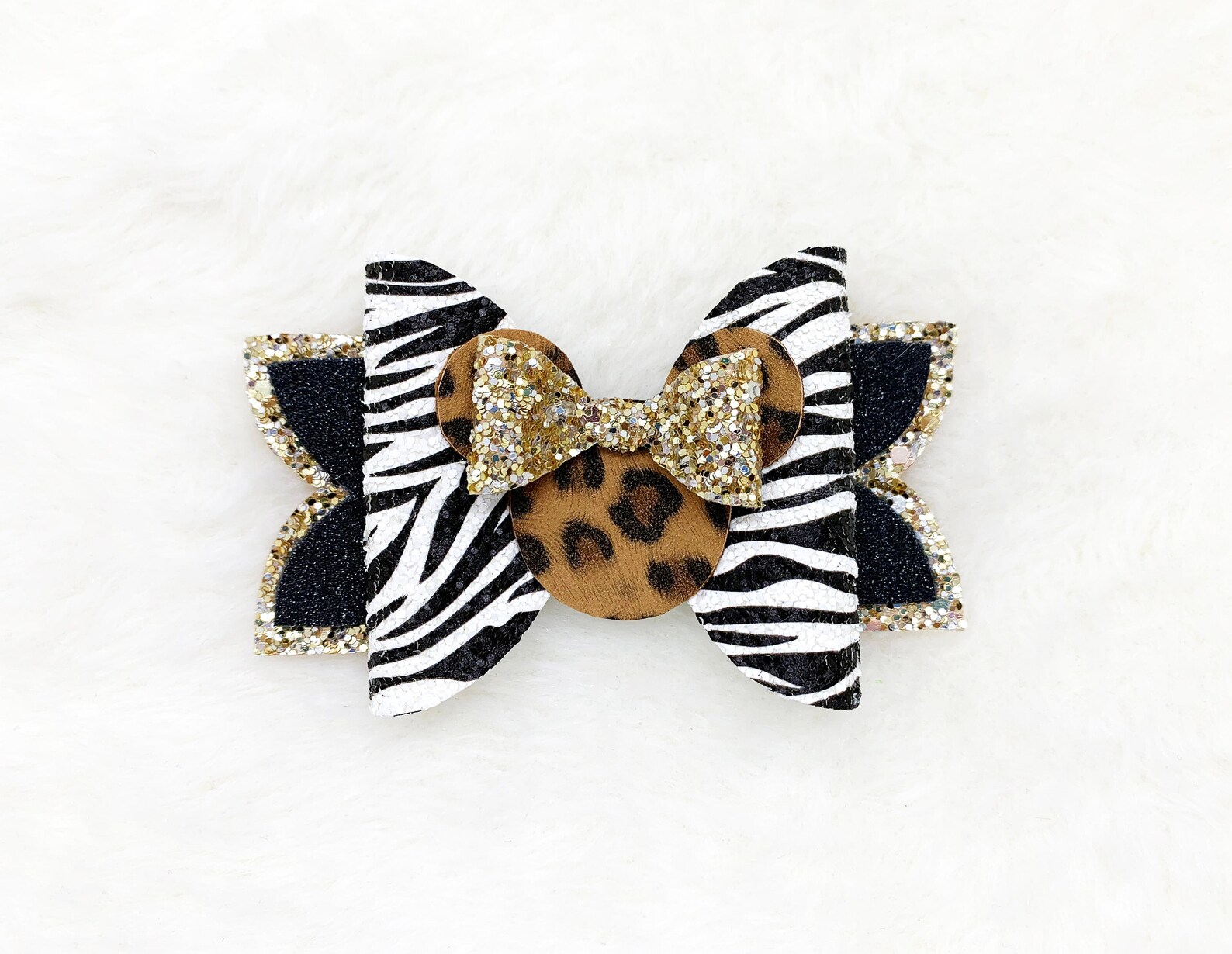 Animal Kingdom Hair Bow Zebra and Leopard Animal Print Hair Etsy