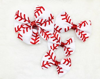 Sparkly Baseball Hair Bow: Pigtail Bows, Baby Headband