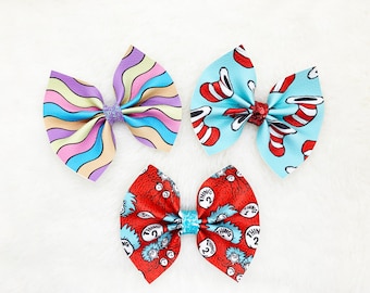 Character Hair Bows: Cat in the Hat, Thing 1 & 2, Baby Headband