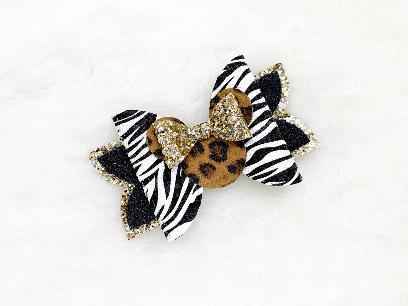 Animal Kingdom Hair Bow Zebra and Leopard Animal Print Hair Etsy
