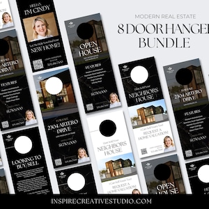 8 Real Estate Door Hanger Bundle | Real Estate Farming | Real Estate Marketing| Realtor Door knocking | Canva Template | Real Estate Tag