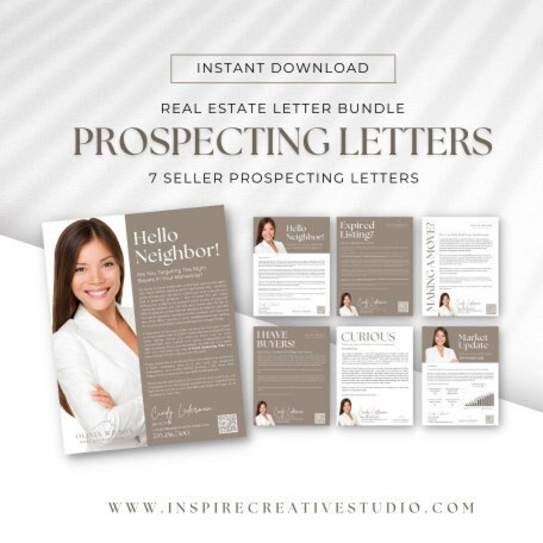 Real Estate Prospecting Letter Templates, Realtor Marketing (canva