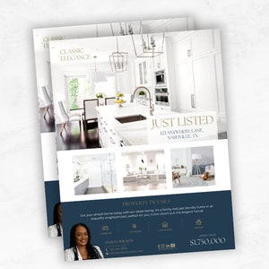 Just Listed Flyer, Real Estate Flyer, Canva Template