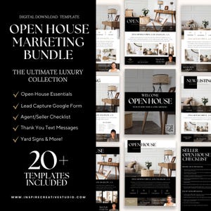 Opendeurdag-flyerbundel, vastgoedflyer, opendeurdag-feedbackformulier, welkomstaanmeldingsblad, checklist verkopers, checklist onroerend goed