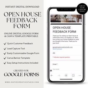 Real Estate Open House Feedback Google Form, Feedback Canva Printable