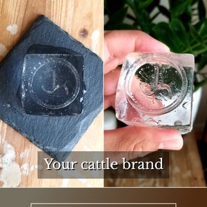 Cattle brand silicone whiskey ice mold, Ranch brand ice cube, Livestock brand logo, Initial brand ice, Cattle farmer gift, Gift for rancher