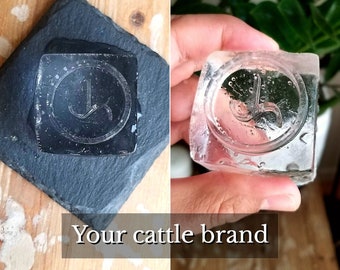 Cattle brand silicone whiskey ice mold, Ranch brand ice cube, Livestock brand logo, Initial brand ice, Cattle farmer gift, Gift for rancher