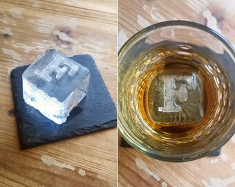 Monogram whiskey ice mold for Fathers Day gift, Custom Fathers Day whiskey gift, Custom whiskey gift for dad, Personalized whiskey glass