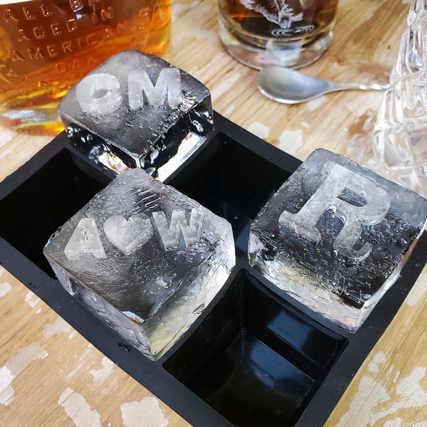 Personalized Fathers Day gift idea 2022 | Custom silicone whiskey ice cube mold, Personalized whiskey gift for Dad, Monogram custom ice mold