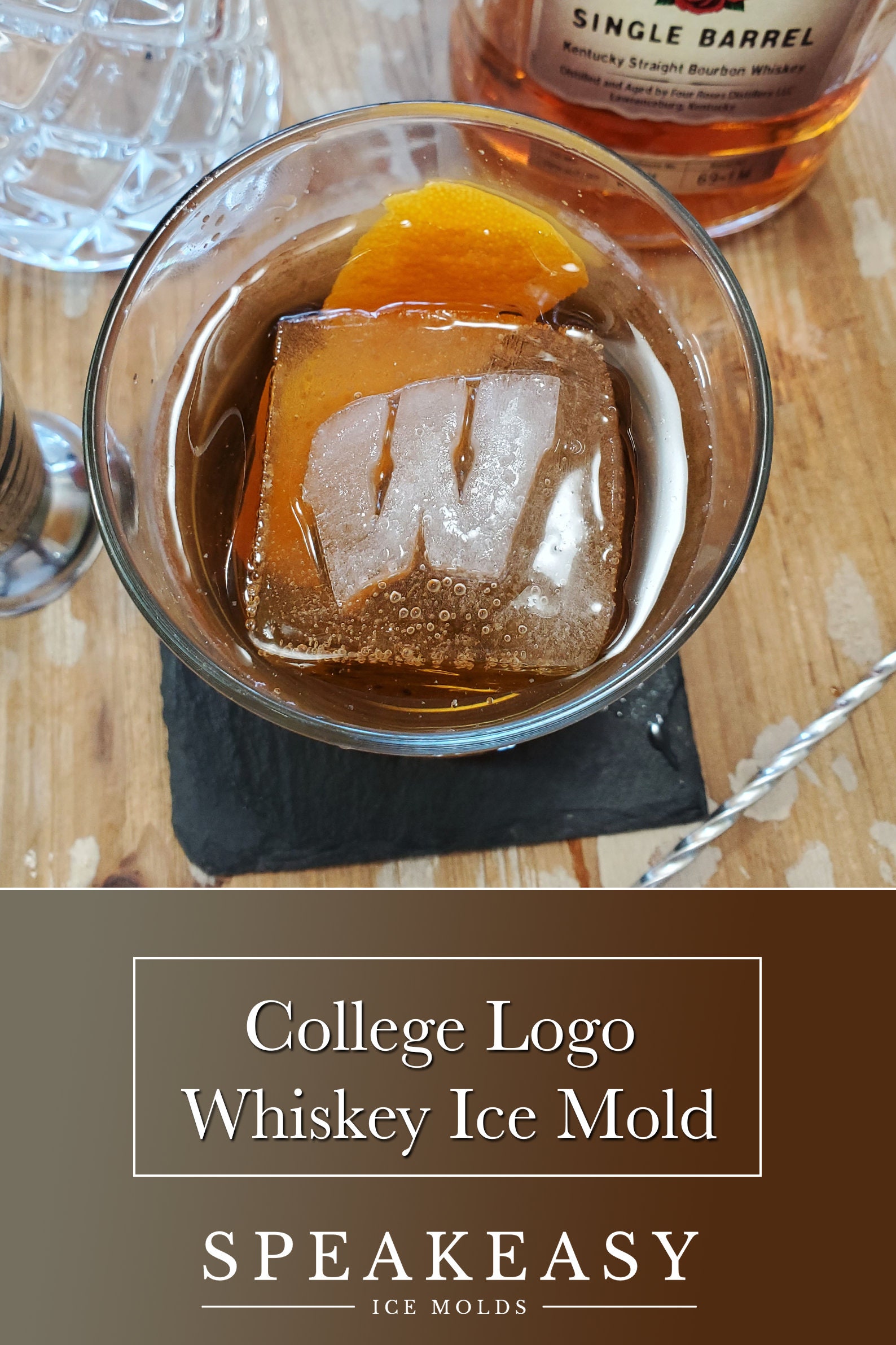 College football logo whiskey ice mold, Gift for college football