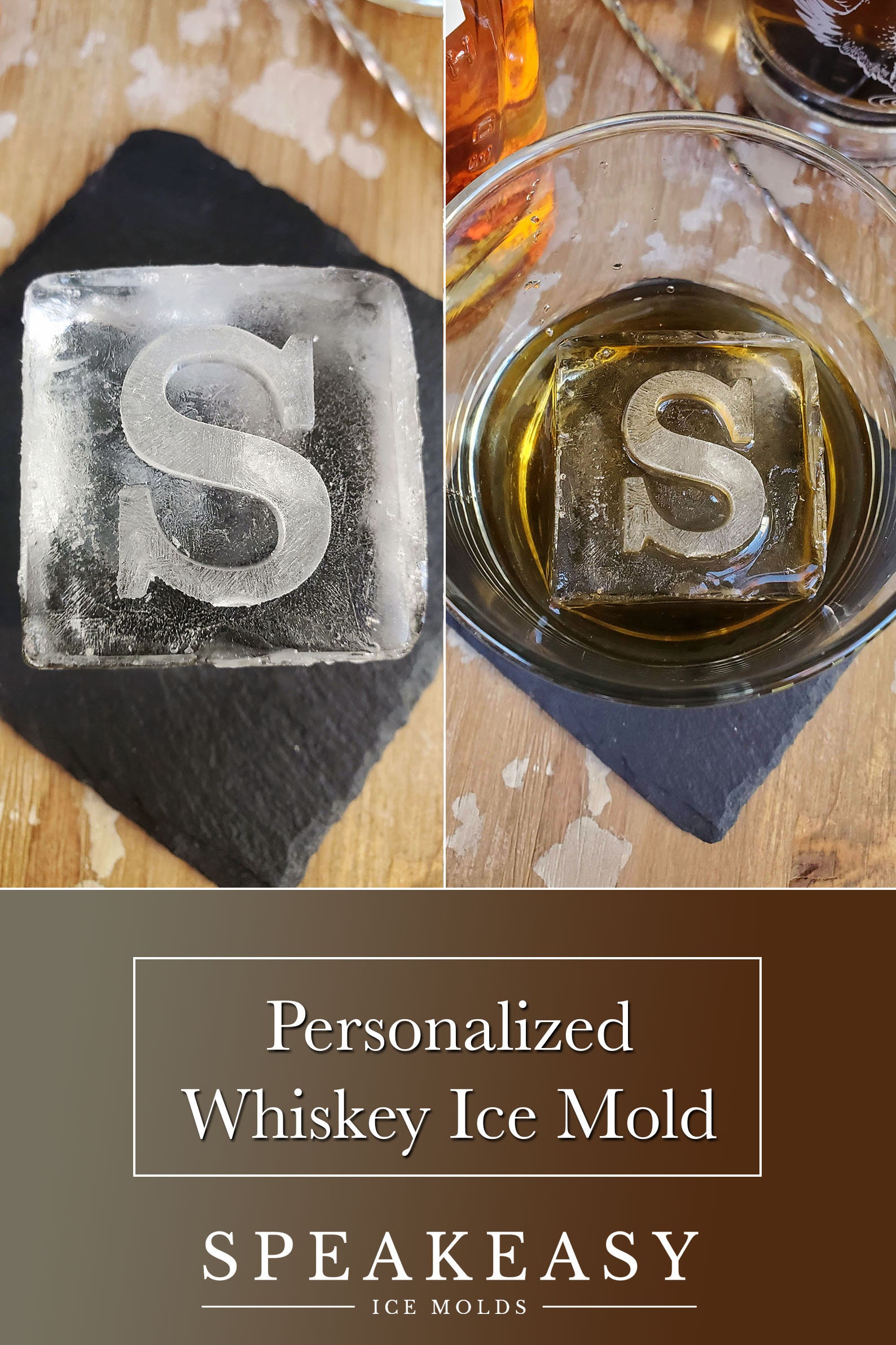 CocoWeddings Customized Silicone Whiskey Ice Cube Molds Personalized Monogram Ice Mold Gift for Dad Gift for Him Fathers Day Gift Idea Super Cubes