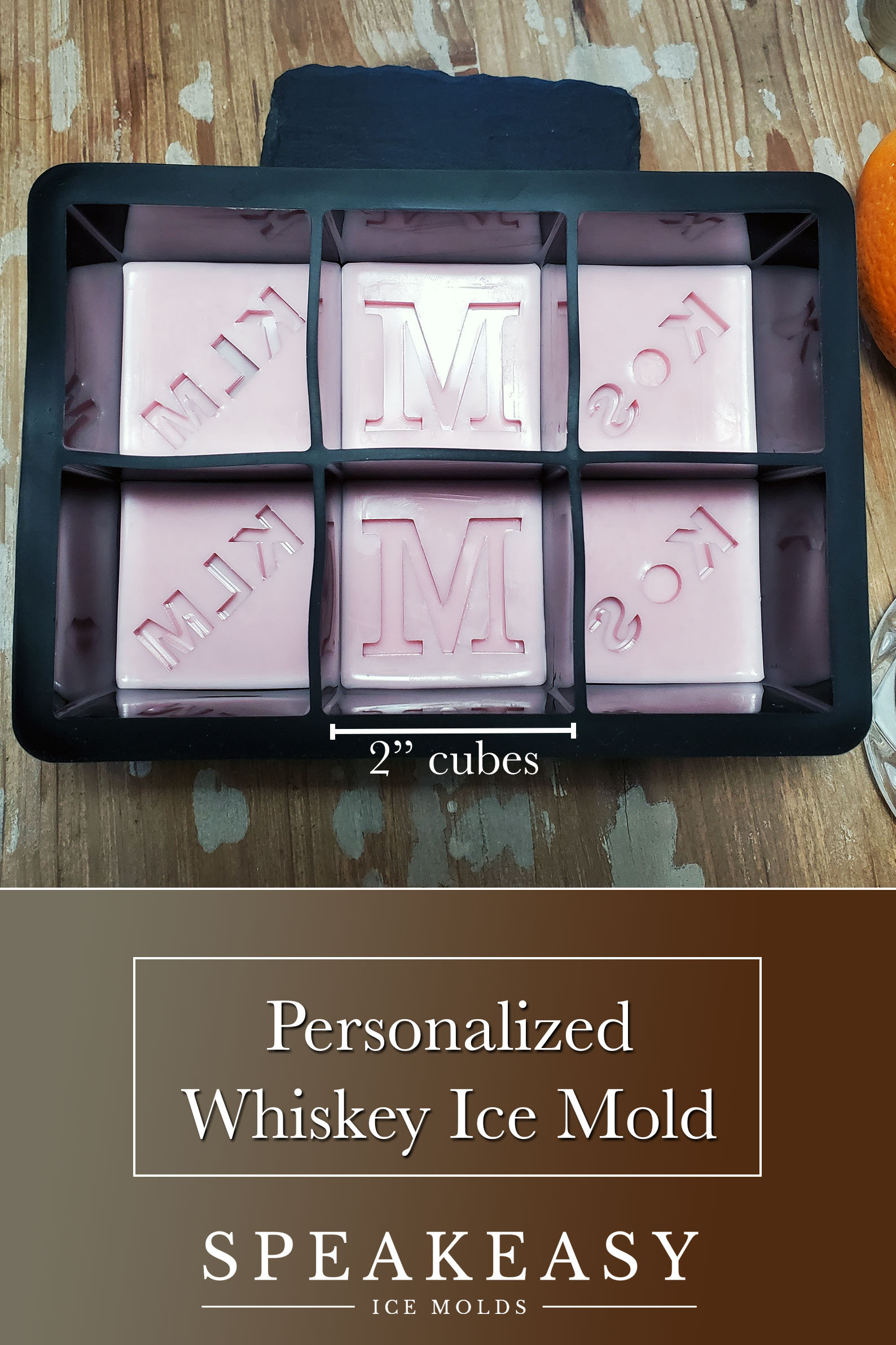 Monogram Whiskey Ice Cubes, Personalized Ice Mold, Custom Silicone Ice Mold,  Custom Whiskey Gift, Personalized Gift for Him, Whiskey Ice 