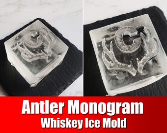 Personalized whiskey ice mold, Monogram ice cube mold, Custom ice