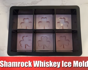 Shamrock whiskey ice mold | St Patricks Day whisky ice cubes, Custom clover ice mold, Personalized shamrock gift for Irish whisky lover,