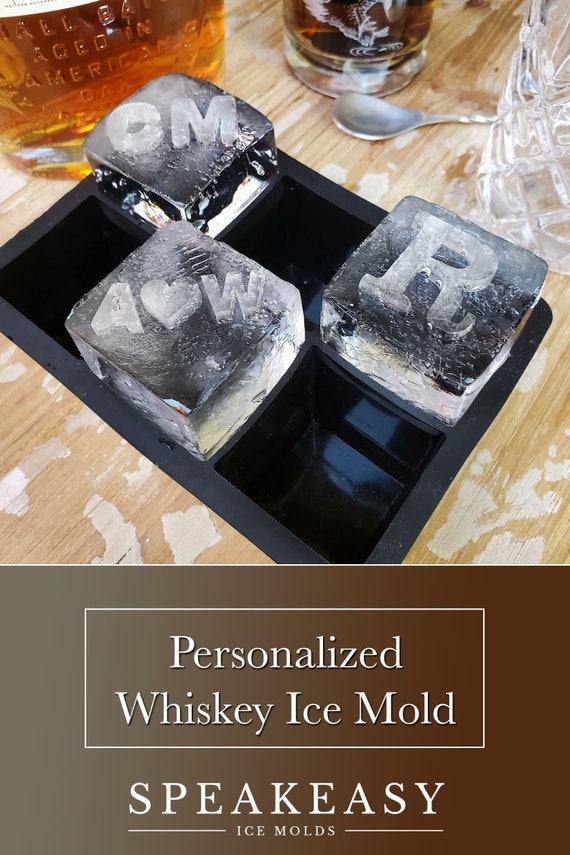 Personalized Fathers Day gift idea 2026 | Custom silicone whiskey ice cube mold, Personalized whiskey gift for Dad, Monogram custom ice mold