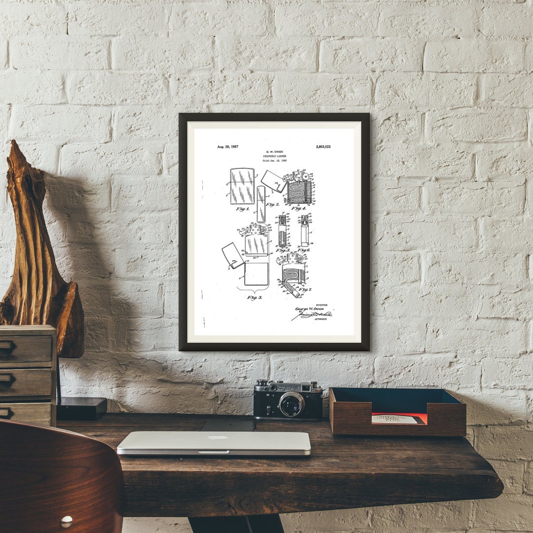 Zippo Lighter Invention Patent A4 Poster A3 Hairstyle Original Patent