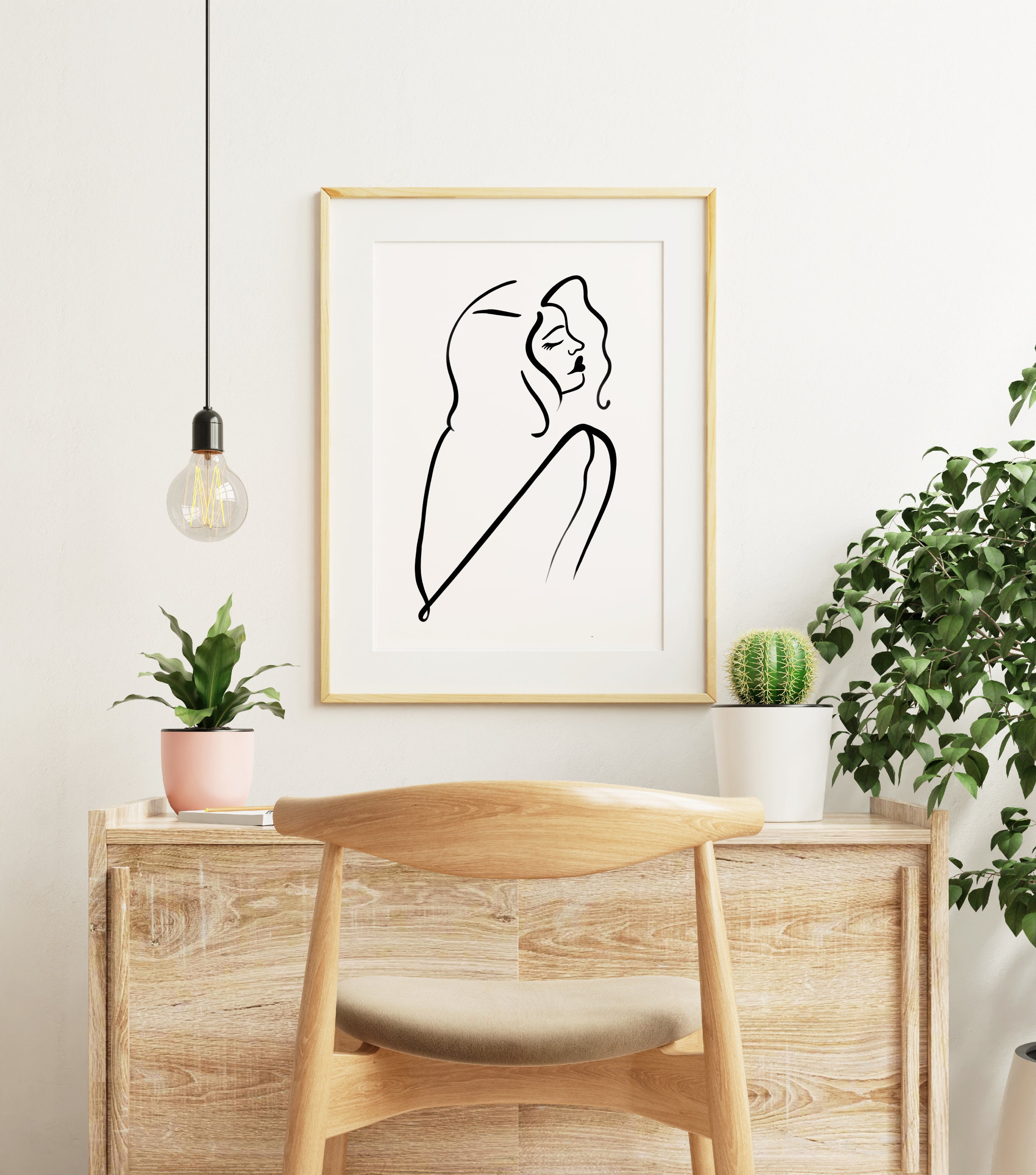 Affiche Minimaliste - Women Femme Fleur Portrait One Line Drawing A5 A4 A3 Original Drawing